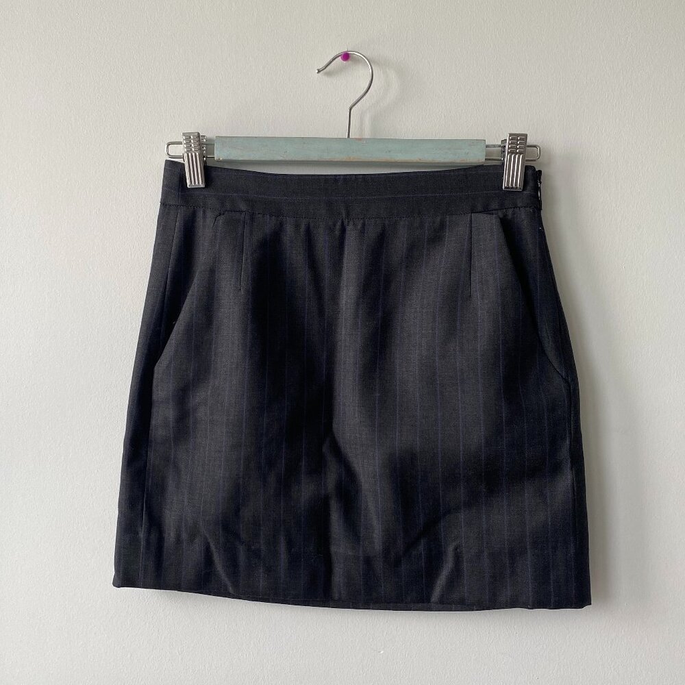 Theory Grey Pin Stripe Mini Skirt